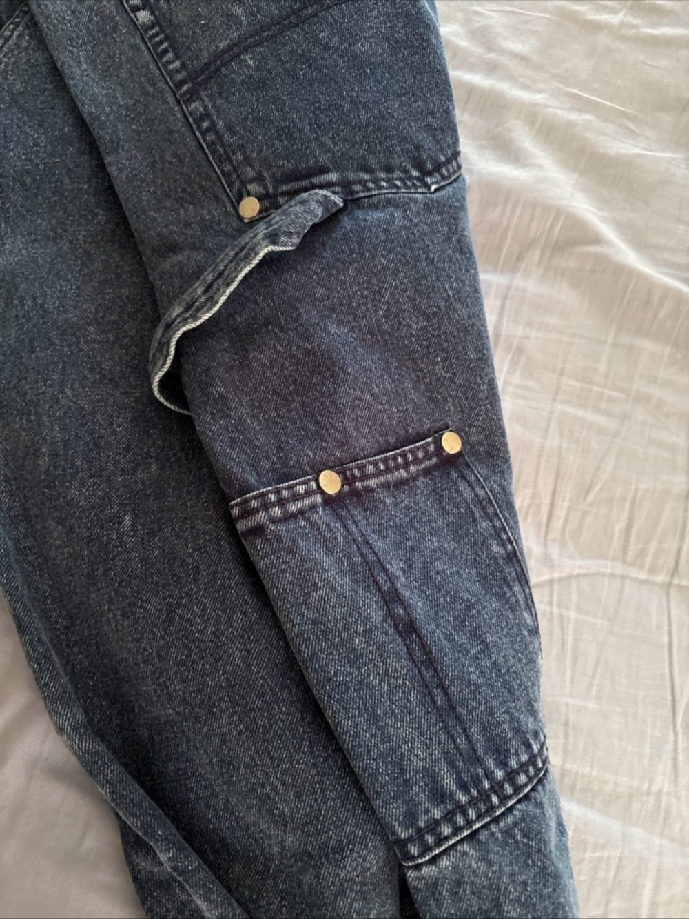 Wesc Men's Jeans - Dark Blue Denim with Yellow Patch - Picture 6 of 7